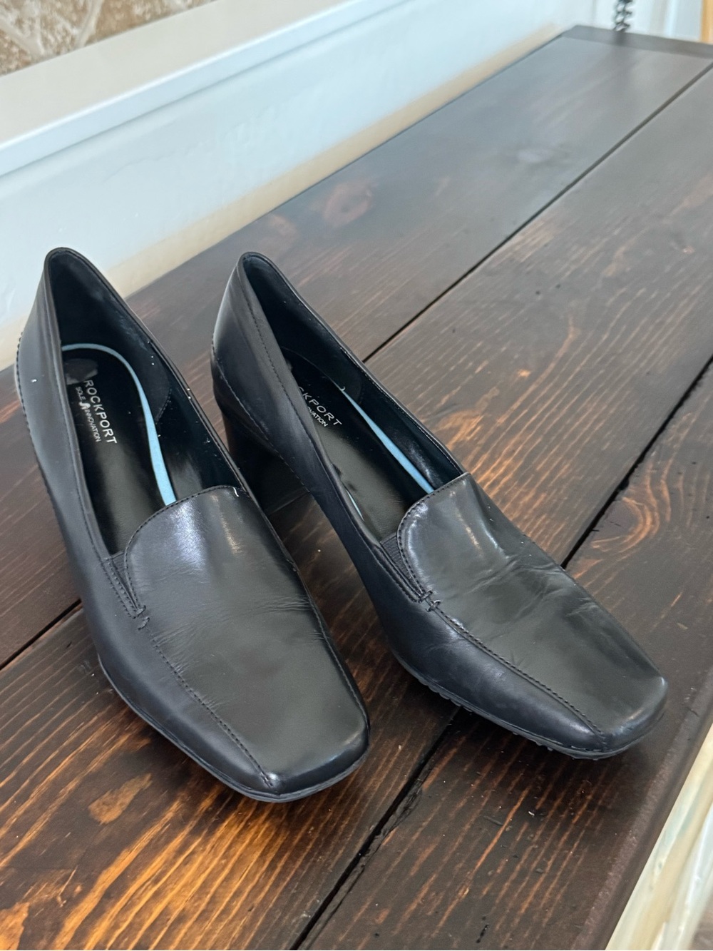 Rockport Black Real Leather Slip-On Women's Loafers